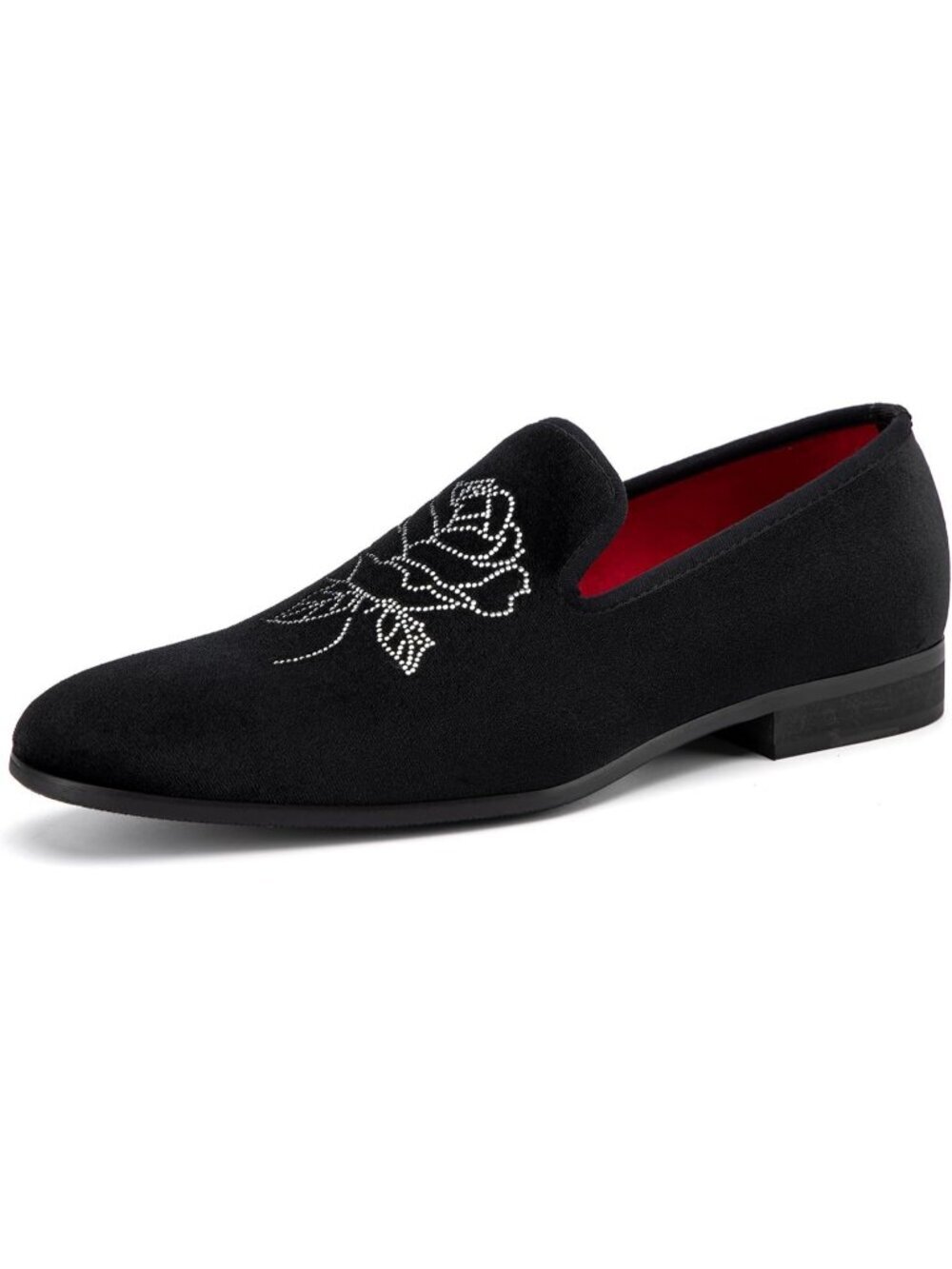 JITAI Men's Black Velvet Loafers Penny Slip On Tuxedo Wedding Fashion Prom Shoes